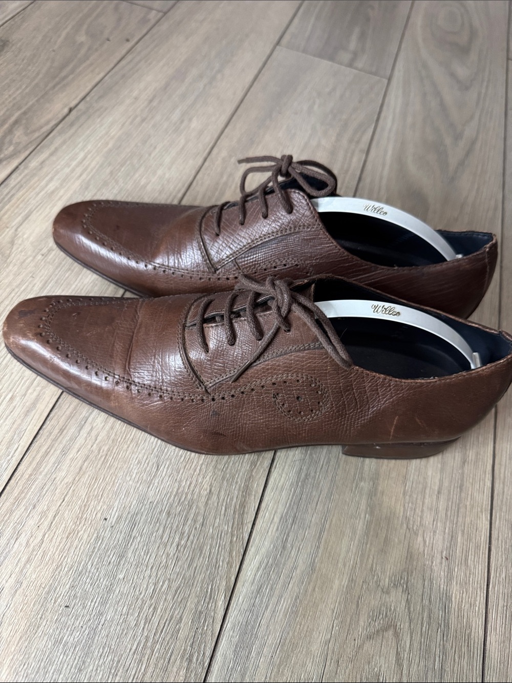 Pierre Cardin Men's Brown Leather Lace-Up Dress Shoes